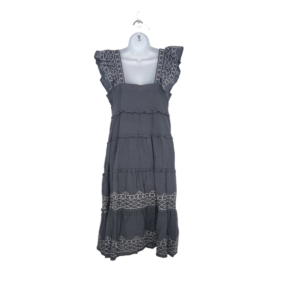 Knox Rose Womens Ruffle Short Sleeve Embroidered Tiered A-Line Dress Size Small. - Picture 5 of 10